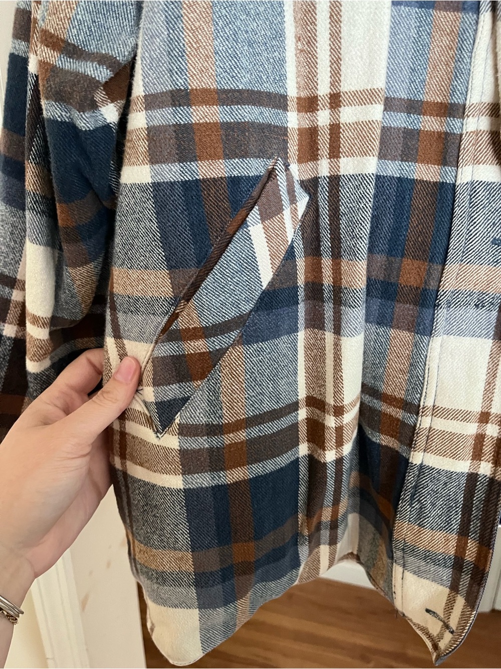 Vintage Barn Jacket with Corduroy Collar - Brown & Navy - Picture 4 of 6